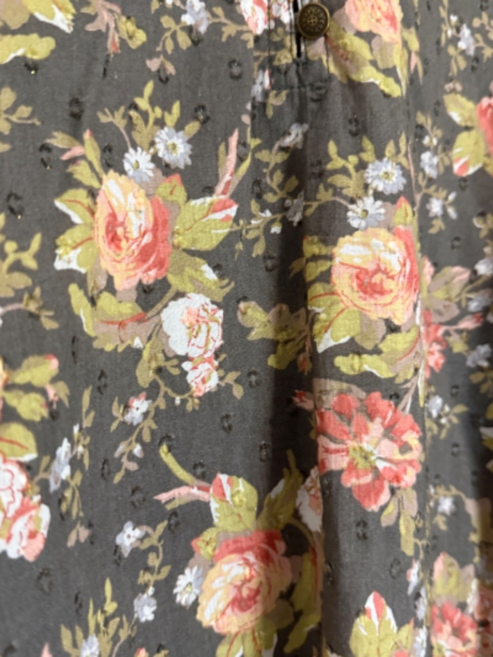 Anthropologie Gray & Pink Floral Print Michaela Cotton Peasant Blouse Size Small - Picture 5 of 11